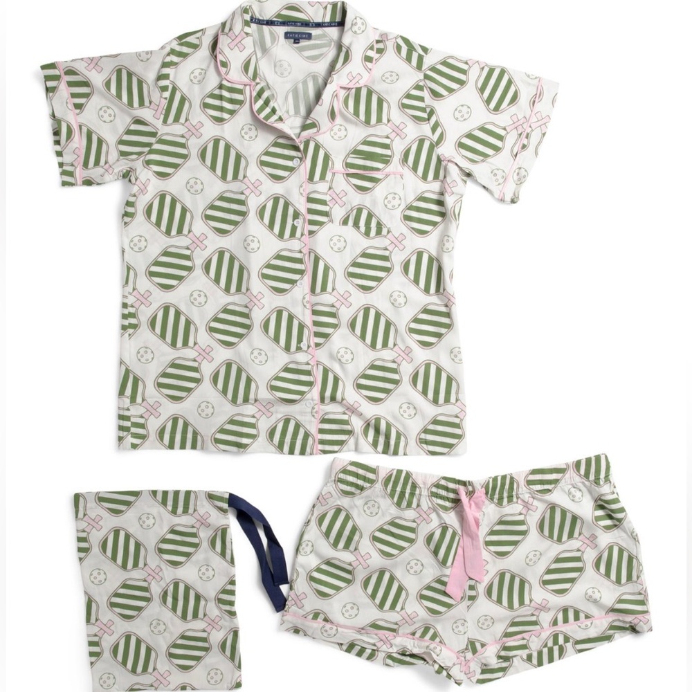 Katie Kime/Plus Pickleball Pajama Top And Shorts Set